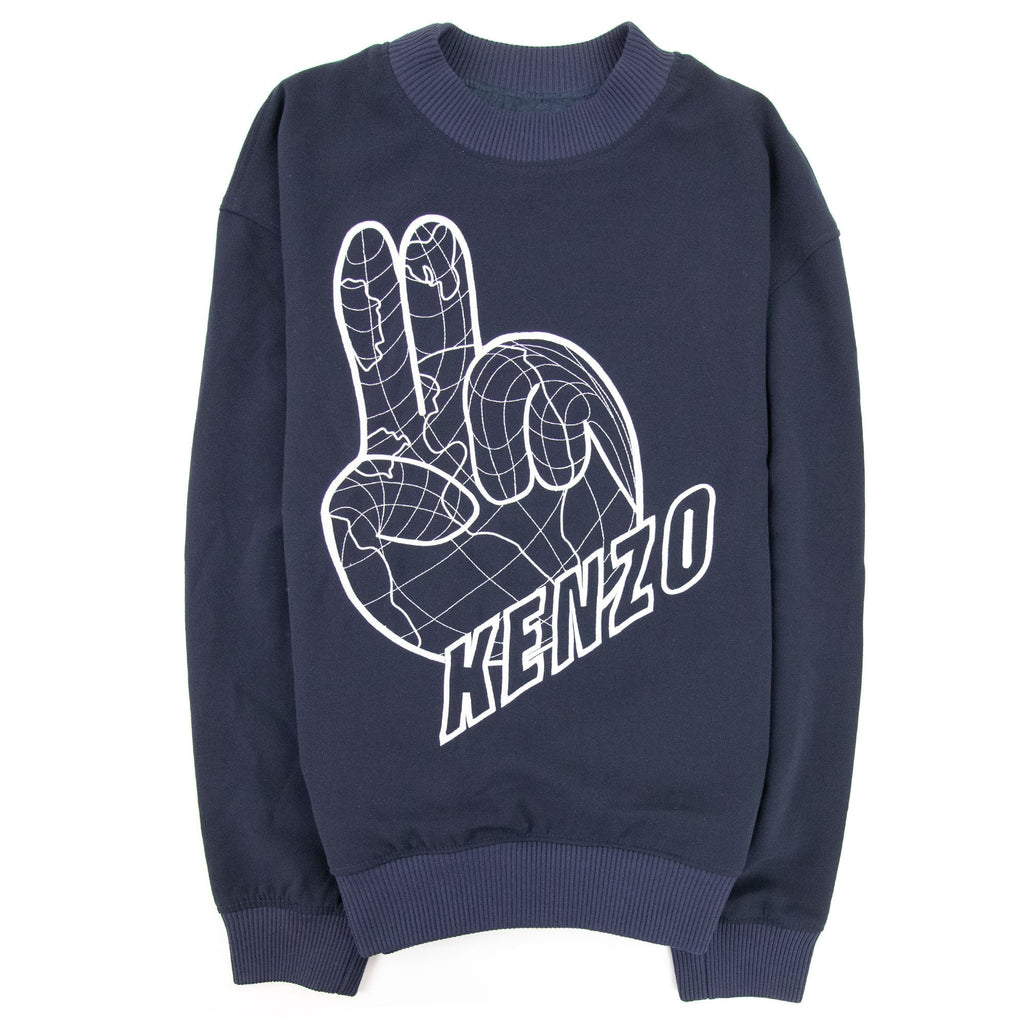 Kenzo Embroidered Peace Sign Sweatshirt Marin Blue