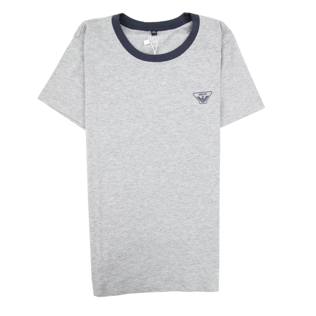 Armani Junior Rubber Logo S/s Crew T Shirt Melange Grigio