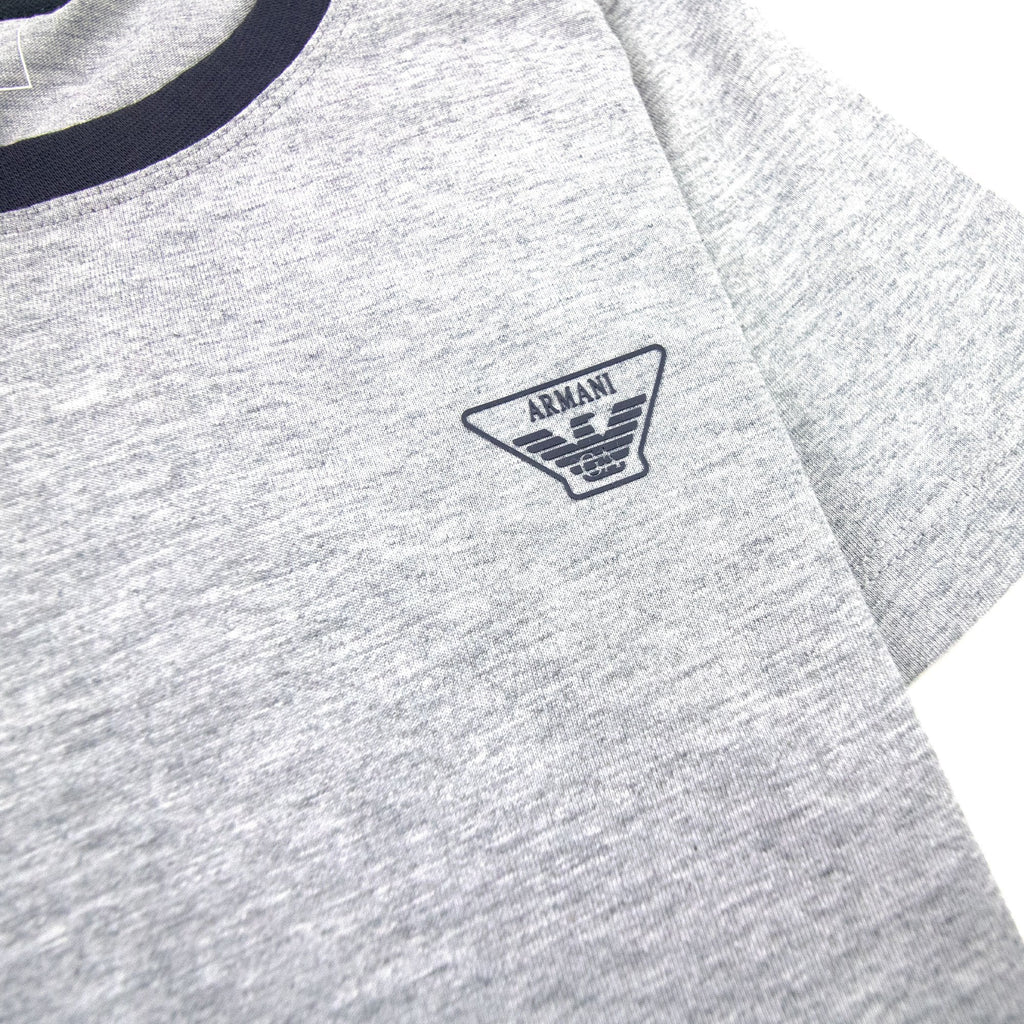 Armani Junior Rubber Logo S/s Crew T Shirt Melange Grigio
