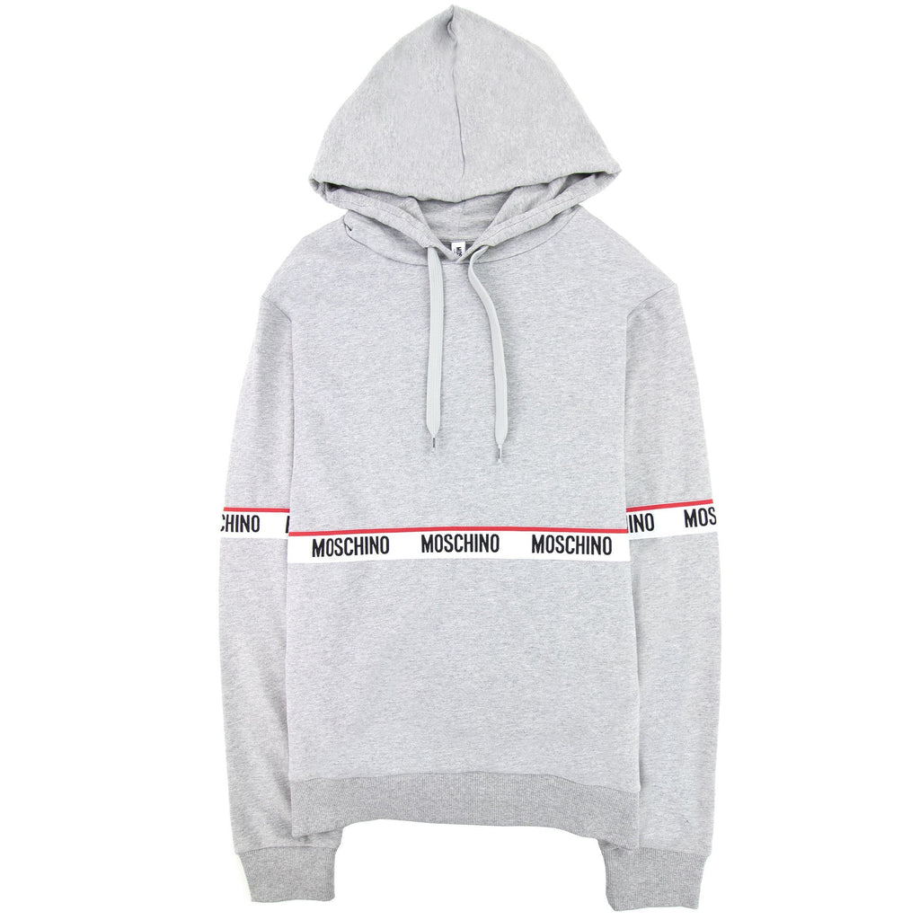 Moschino Underwear Tape Logo Lounge Hooded Sweatshirt Grey 0489