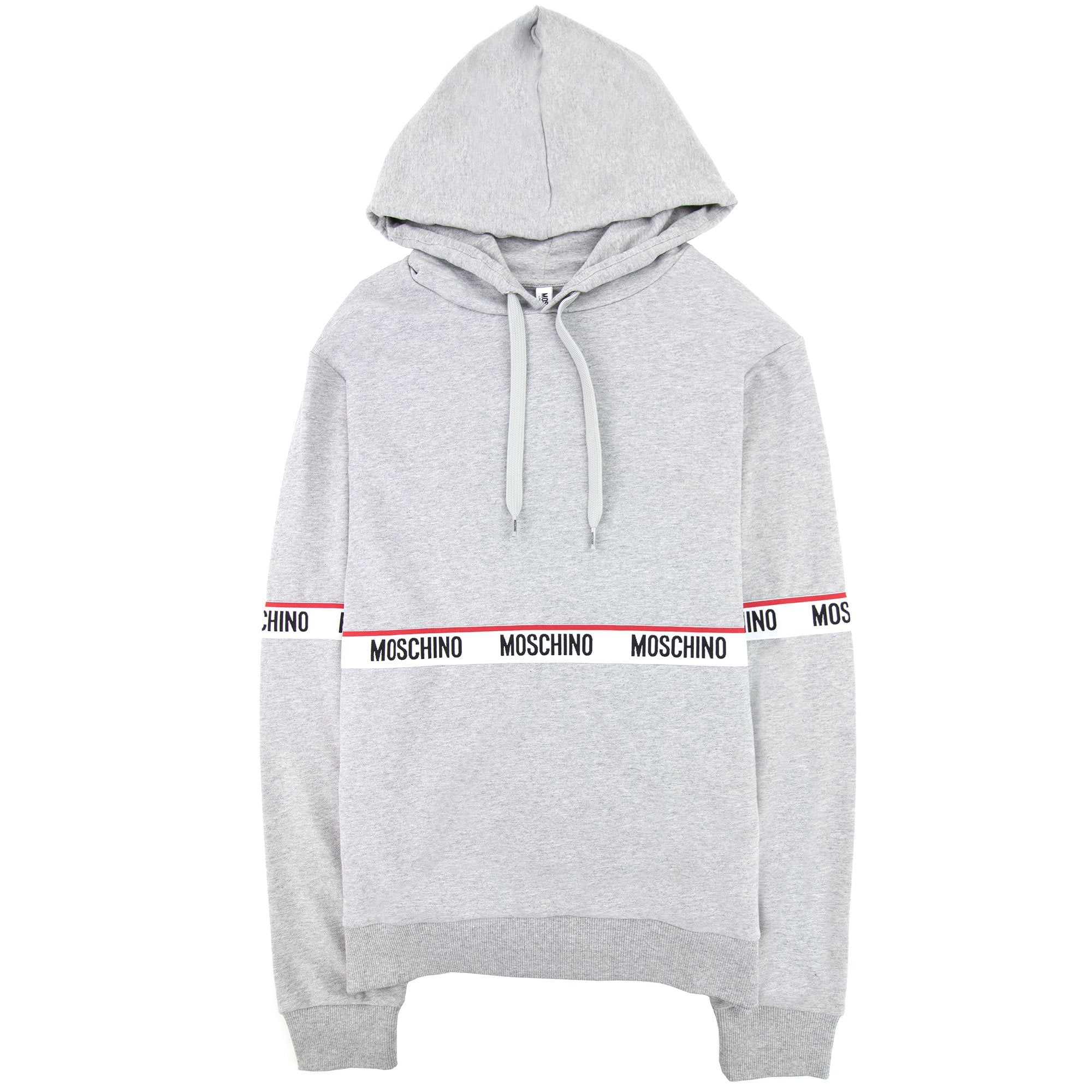 Moschino Underwear Tape Logo Lounge Hooded Sweatshirt Grey 0489