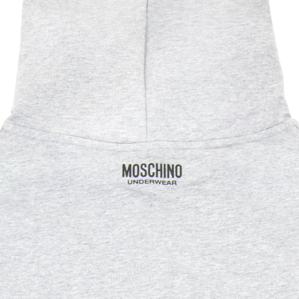 Moschino Underwear Tape Logo Lounge Hooded Sweatshirt Grey 0489