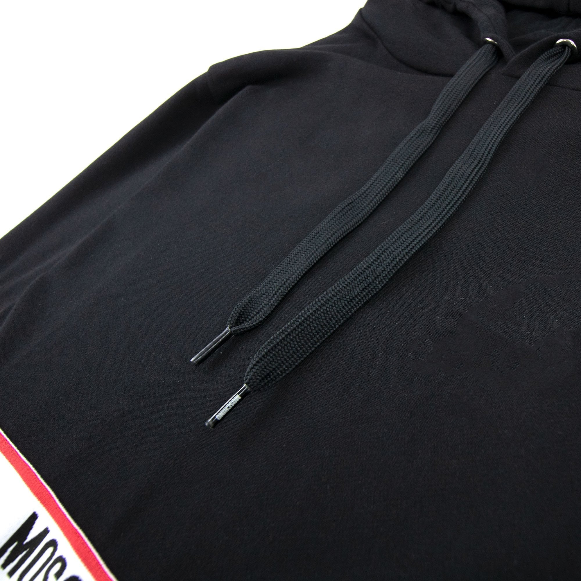 Moschino Underwear Tape Logo Lounge Hooded Sweatshirt Black 0555