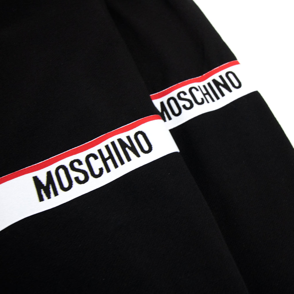 Moschino Underwear Tape Logo Lounge Hooded Sweatshirt Black 0555