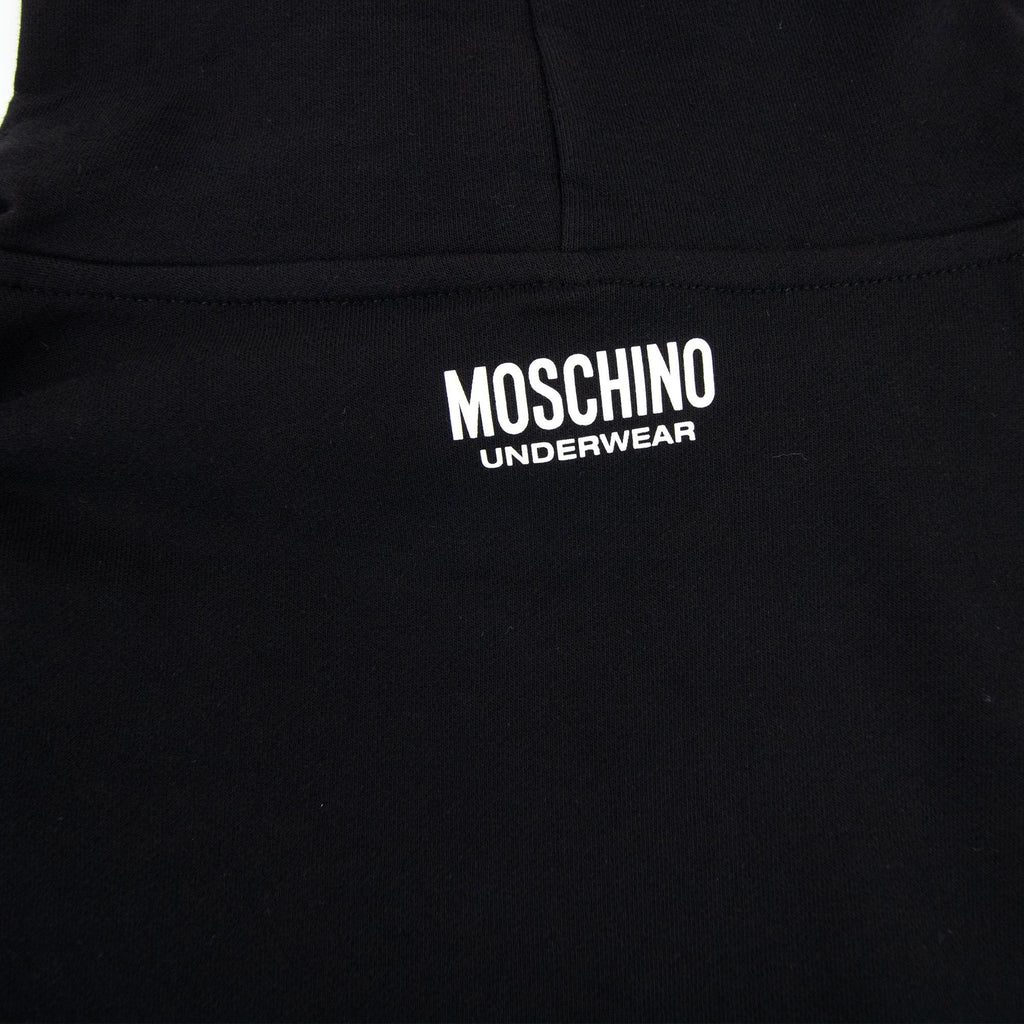 Moschino Underwear Tape Logo Lounge Hooded Sweatshirt Black 0555