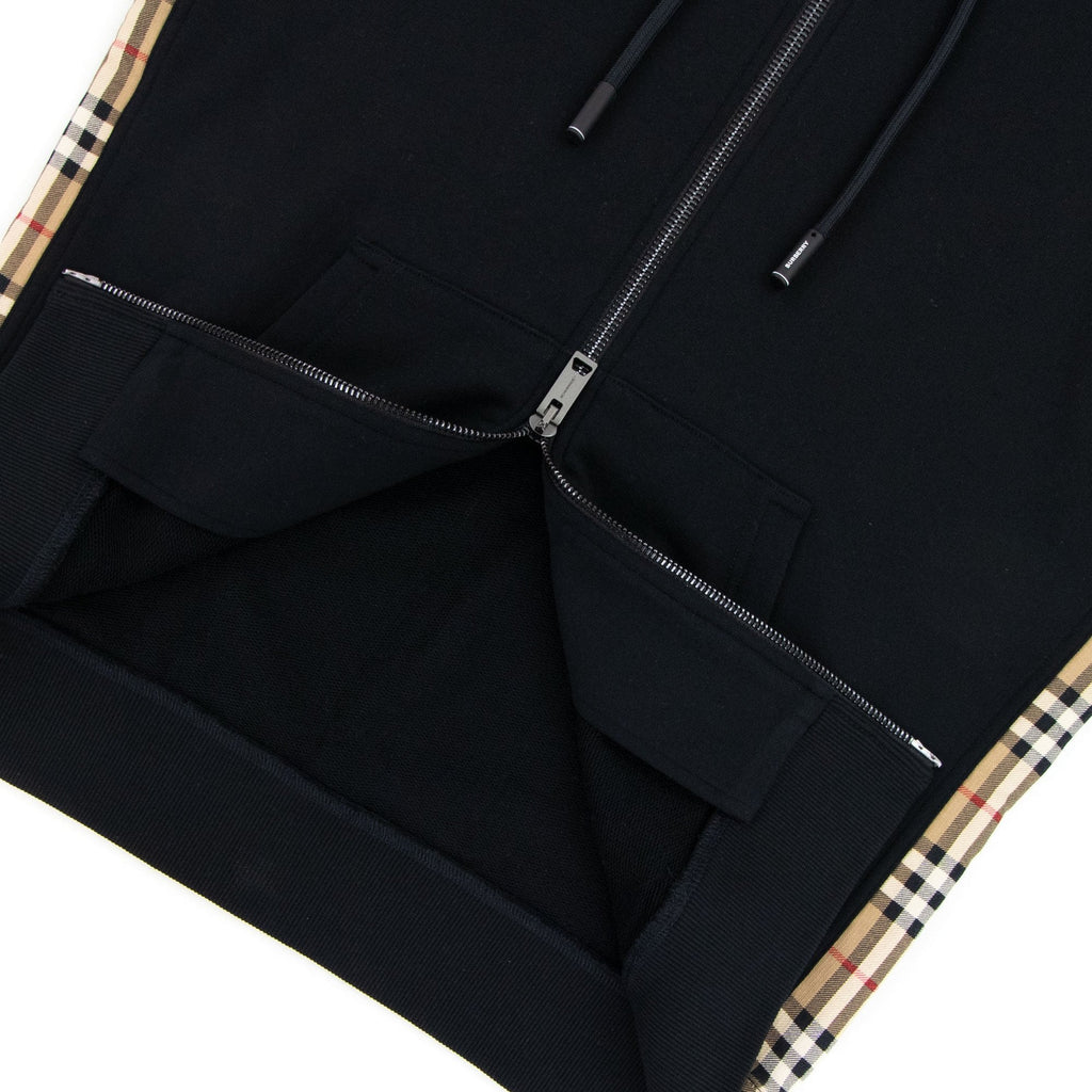 Burberry Vintage Check Panel Cotton Hooded Top Black