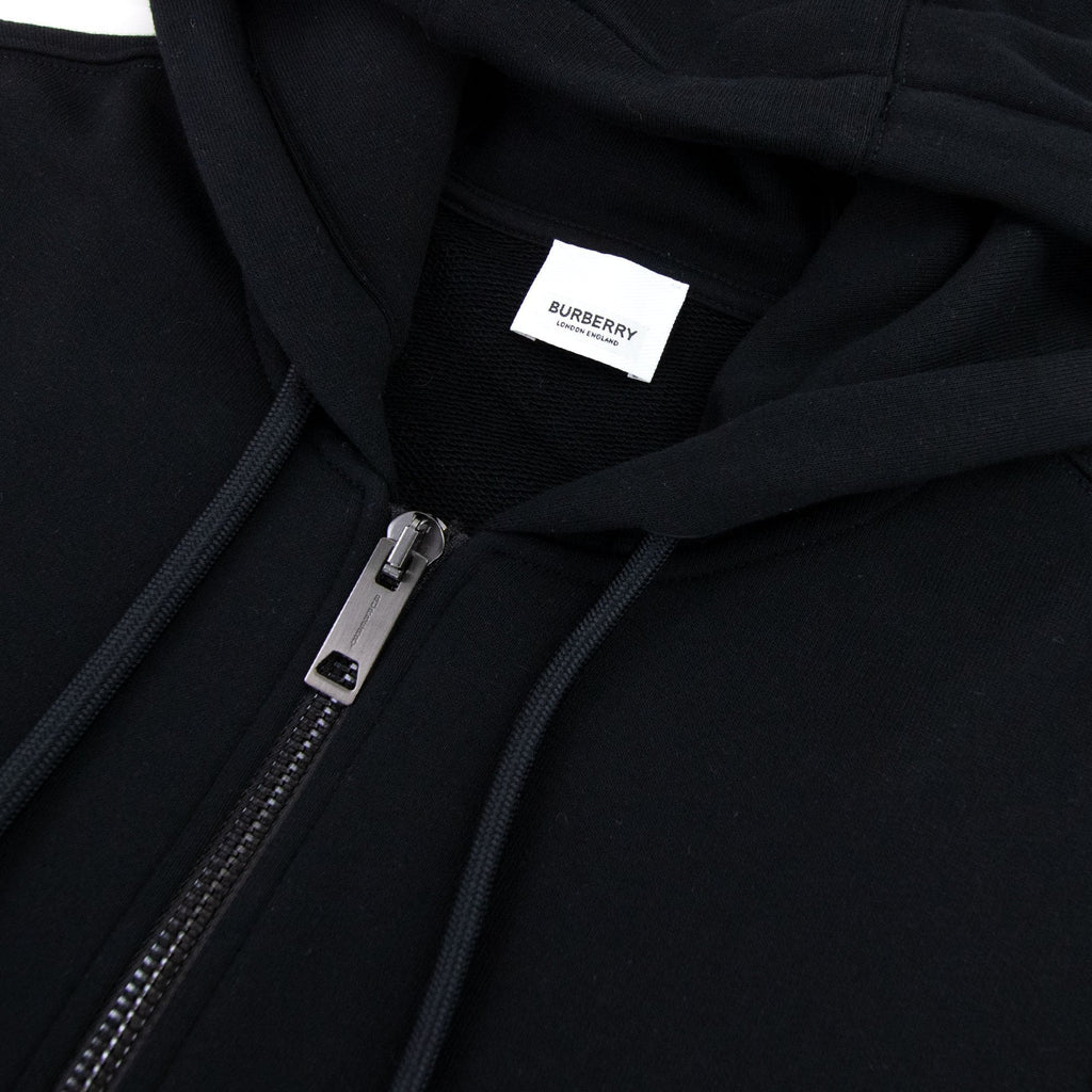 Burberry Vintage Check Panel Cotton Hooded Top Black