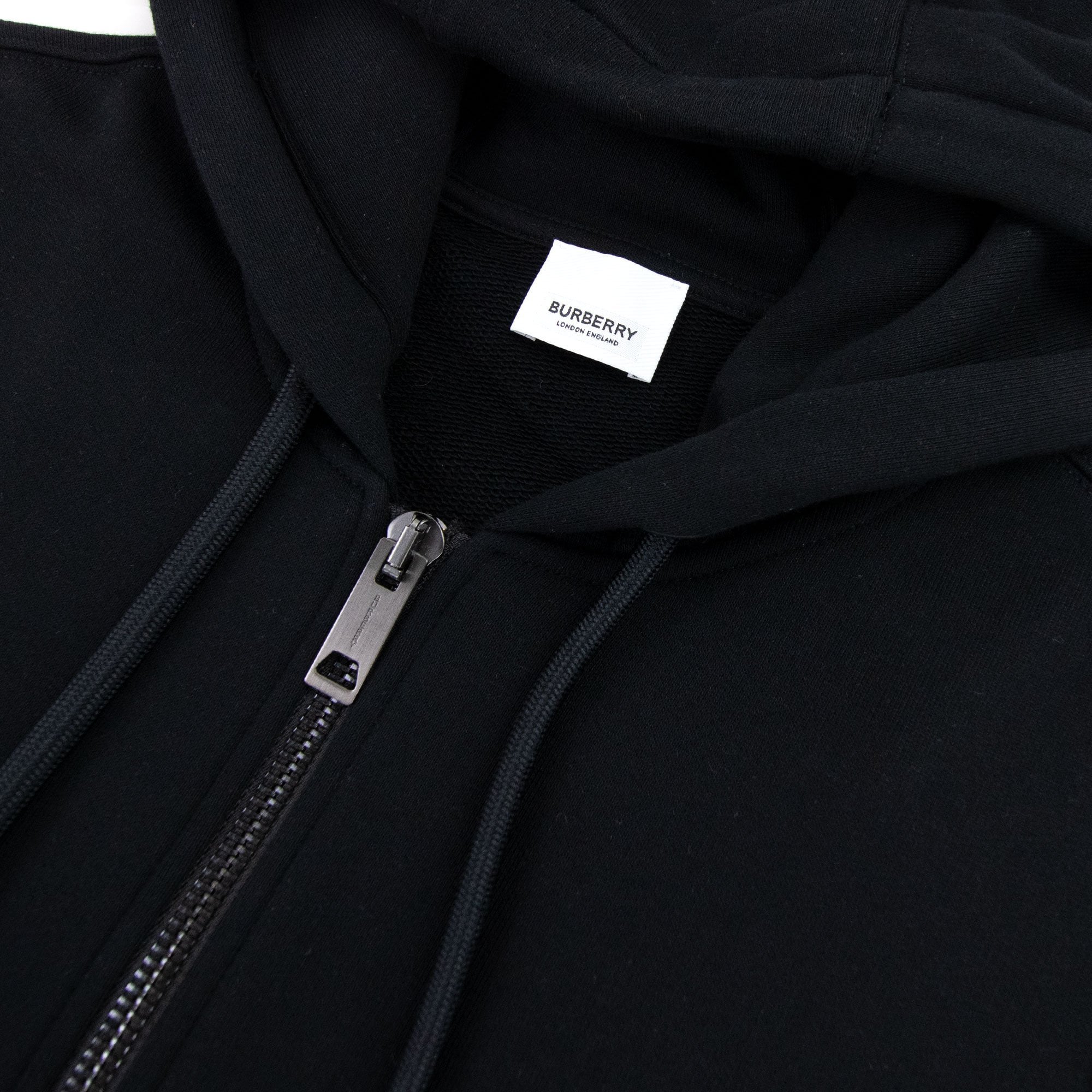 Burberry Vintage Check Panel Cotton Hooded Top Black