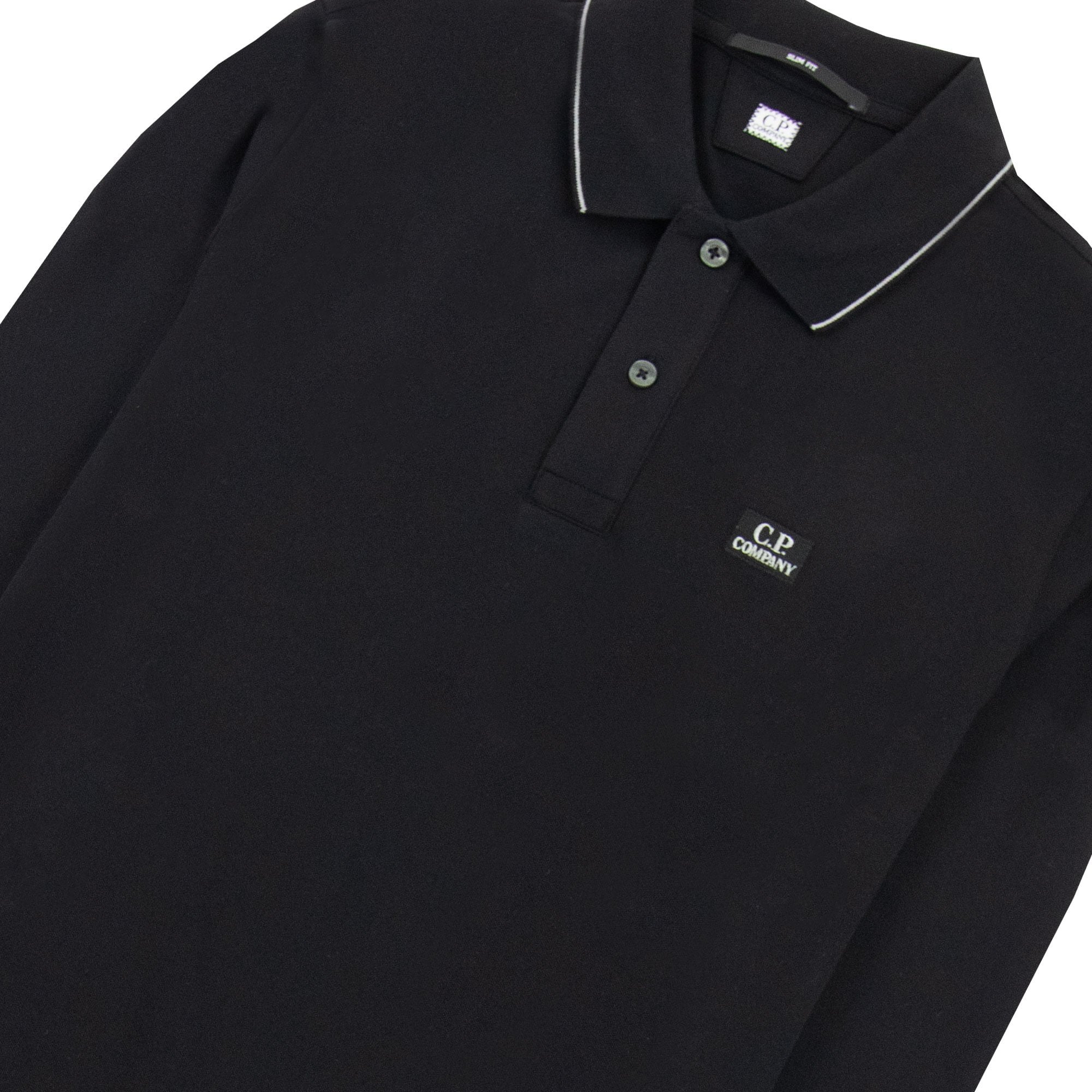 Cp Company Polo Long Sleeve Stretch Piquet Black 999