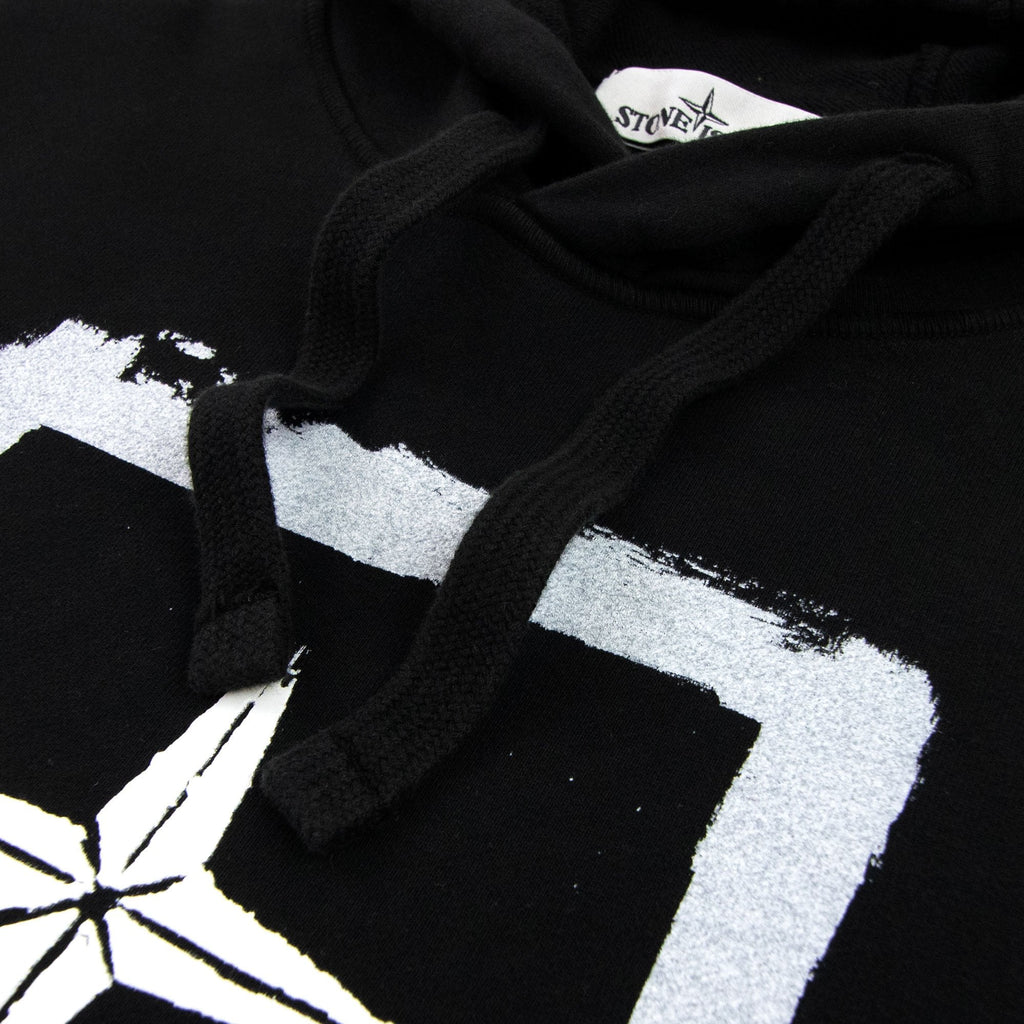 Stone Island 65894 Stencil Hoodied Sweatshirt Black V0029