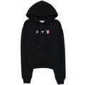 Off White Acrylic Arrow Over Hooded Sweatshirt Black Fuchsia