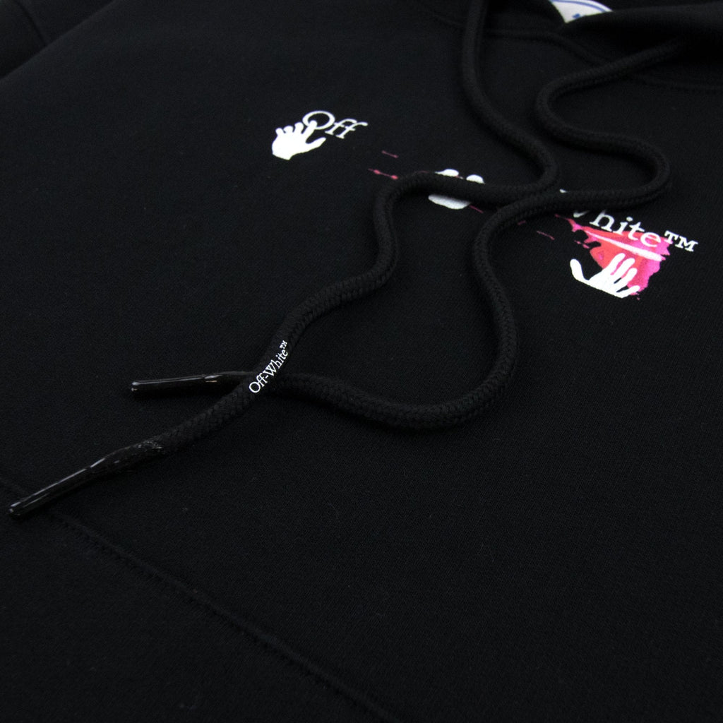 Off White Acrylic Arrow Over Hooded Sweatshirt Black Fuchsia