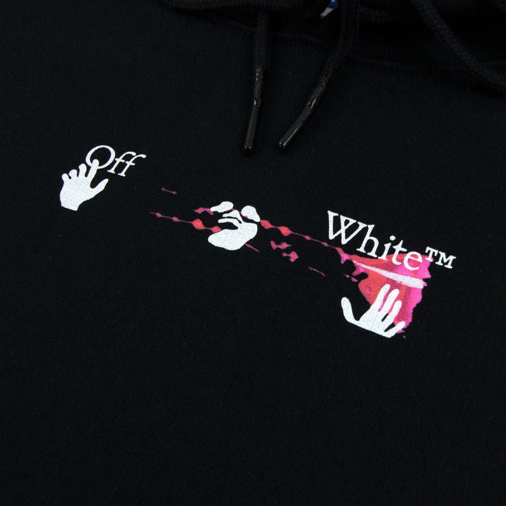 Off White Acrylic Arrow Over Hooded Sweatshirt Black Fuchsia