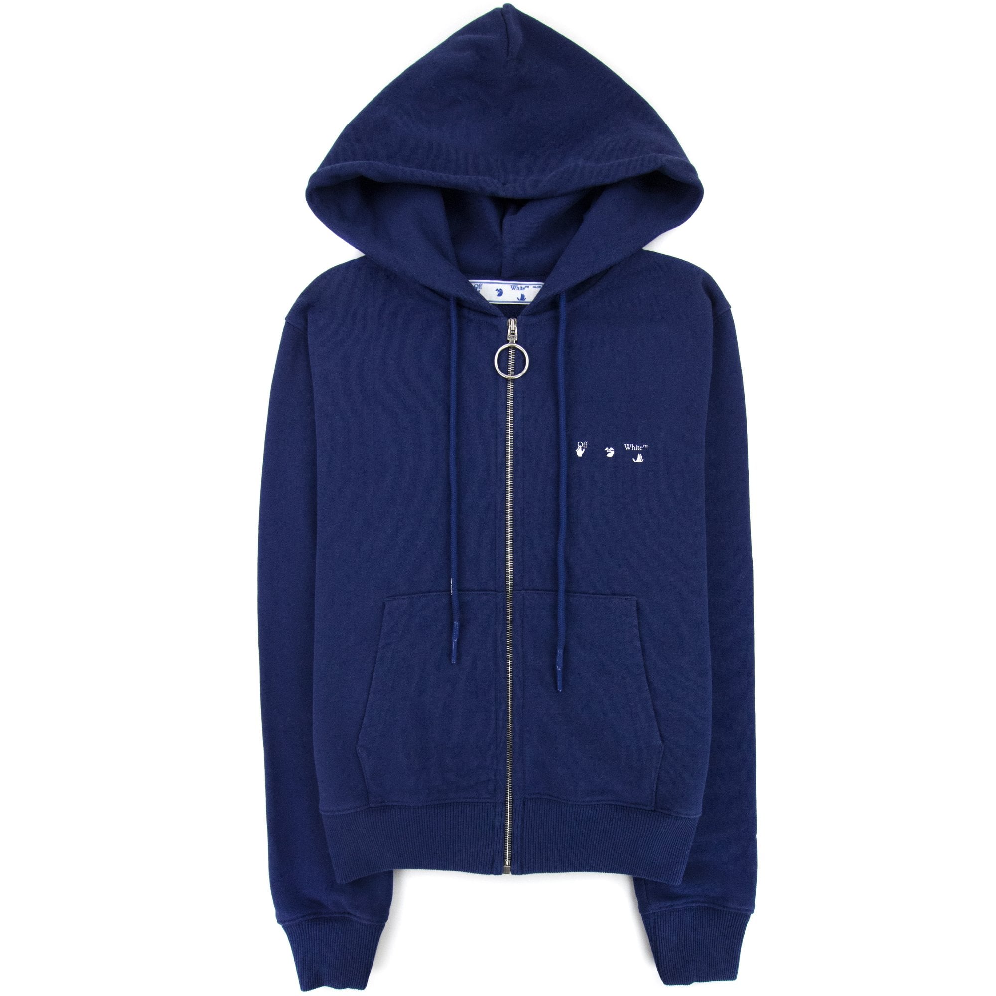 Off White Ow Arrow Logo Slim Zip Up Sweatshirt Blue/white