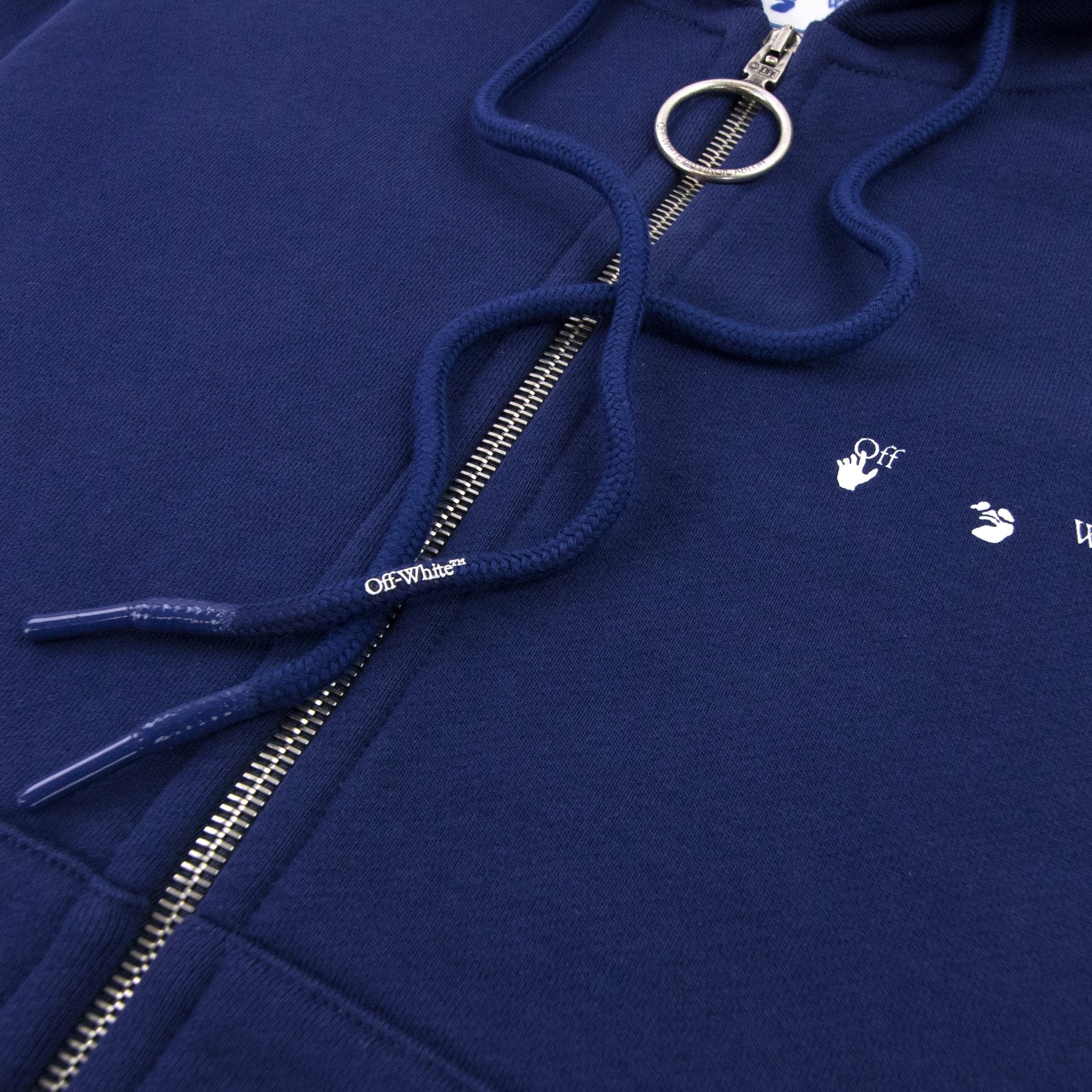 Off White Ow Arrow Logo Slim Zip Up Sweatshirt Blue/white