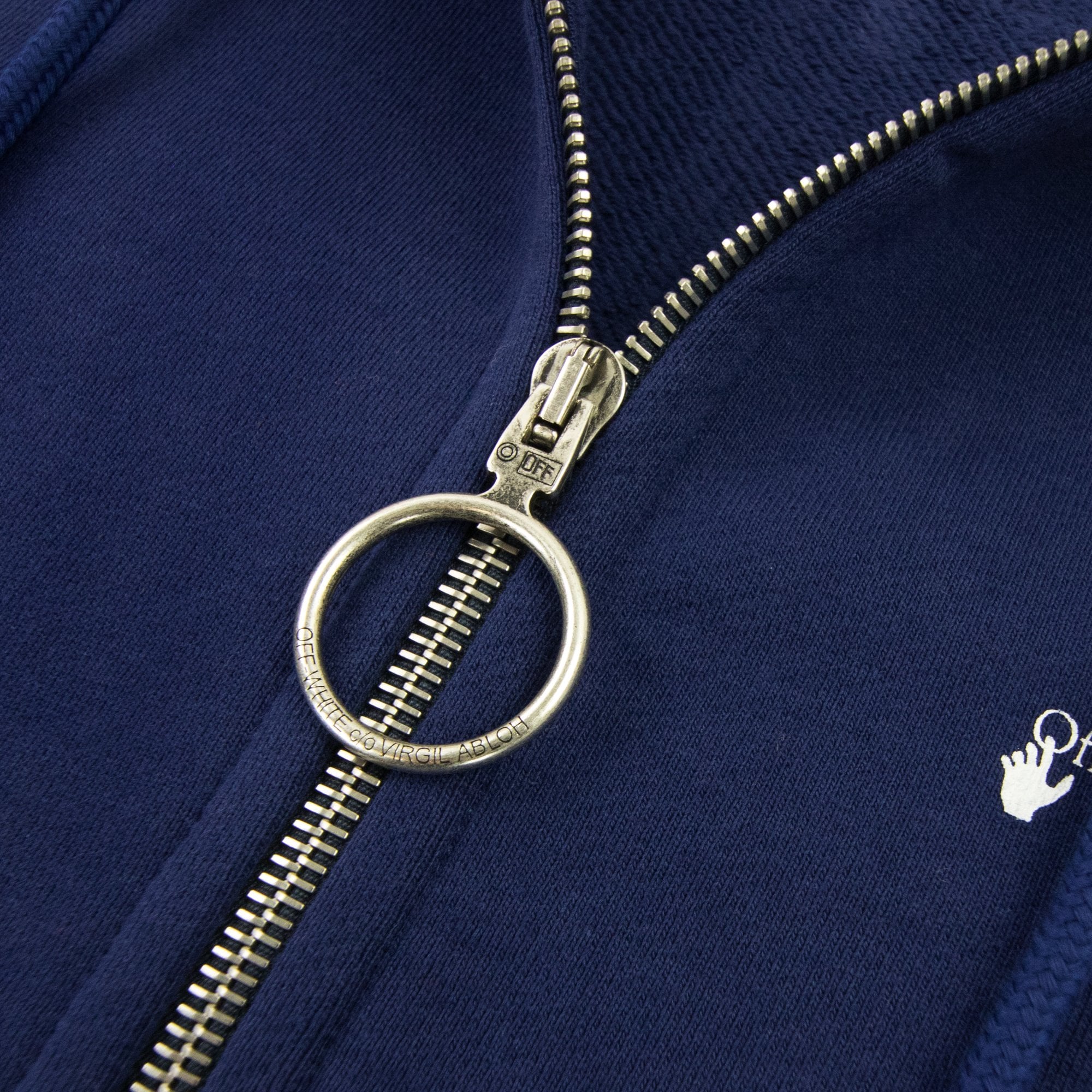 Off White Ow Arrow Logo Slim Zip Up Sweatshirt Blue/white