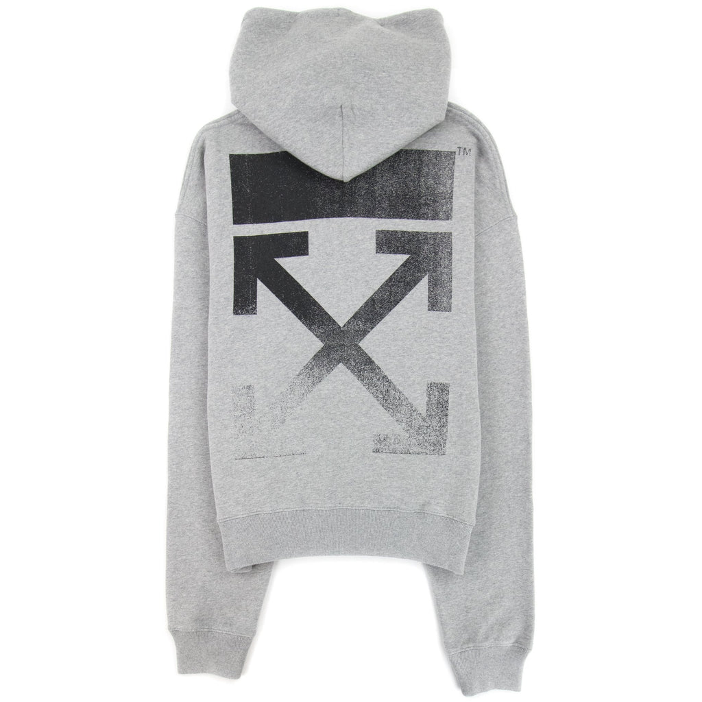 Off White Degrade Arrow Over Hoodied Sweatshirt Melange Grey