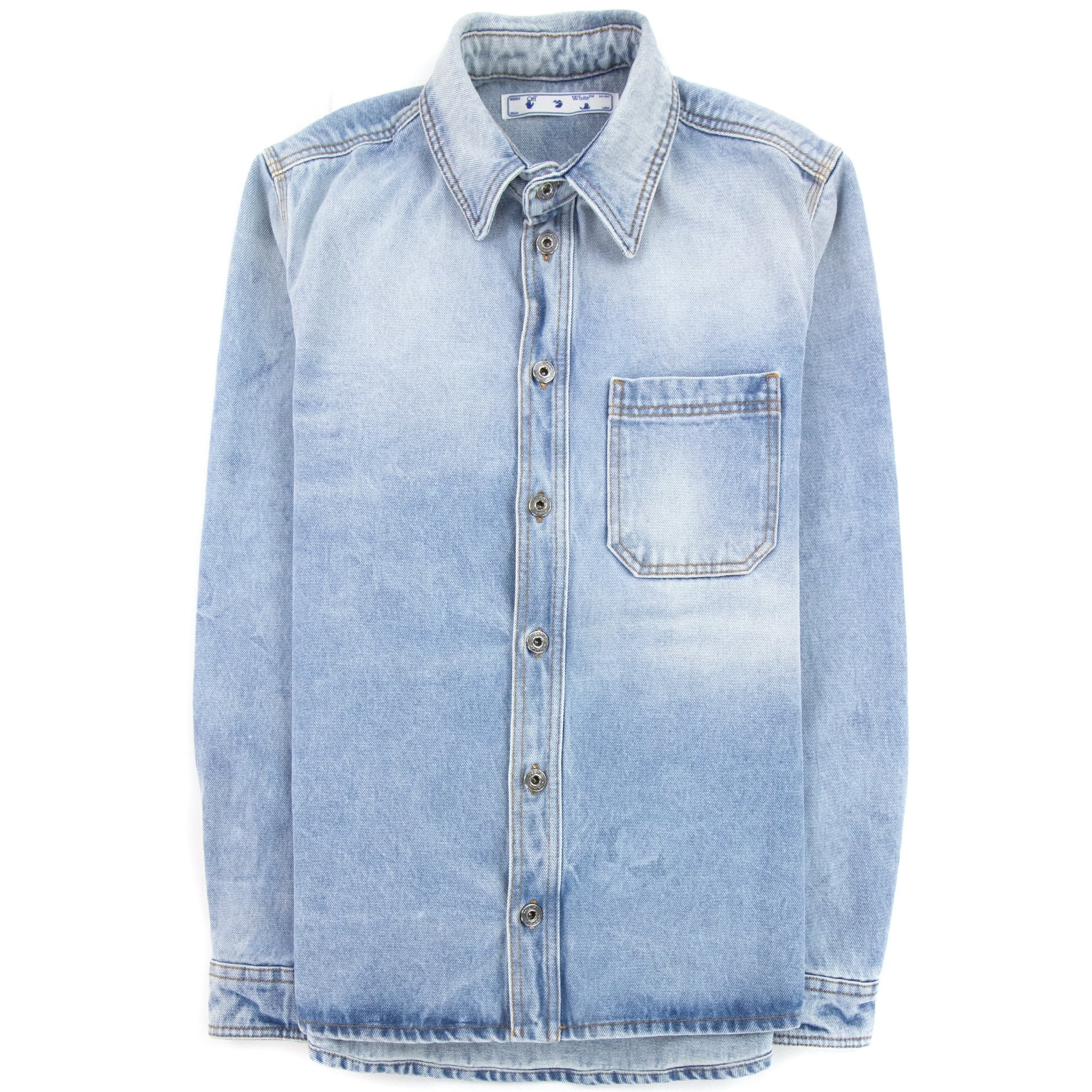 Off White Negative Mark Denim Shirt Bleach Blue