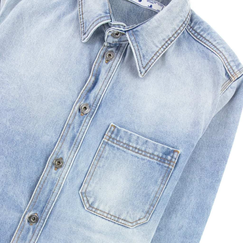 Off White Negative Mark Denim Shirt Bleach Blue