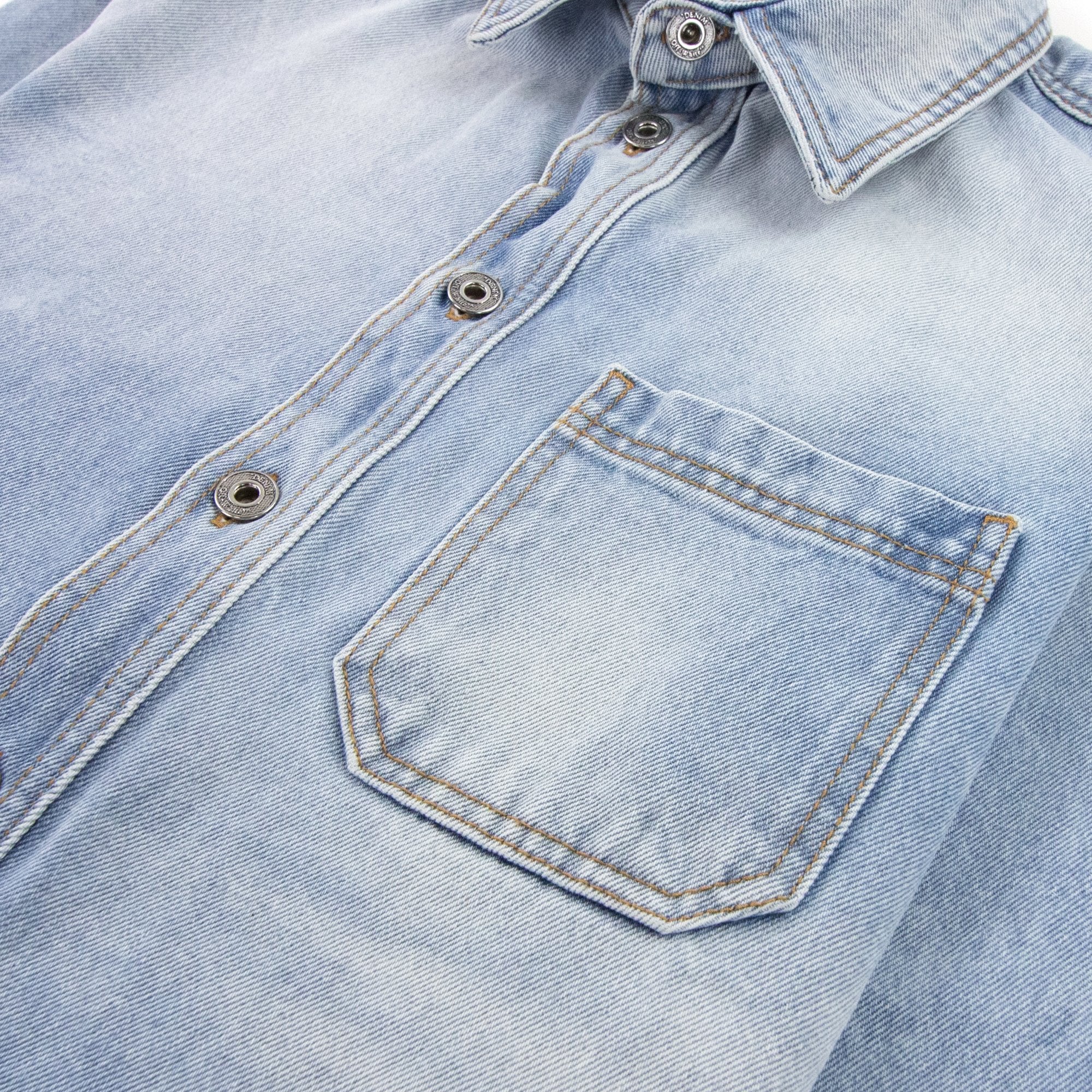 Off White Negative Mark Denim Shirt Bleach Blue