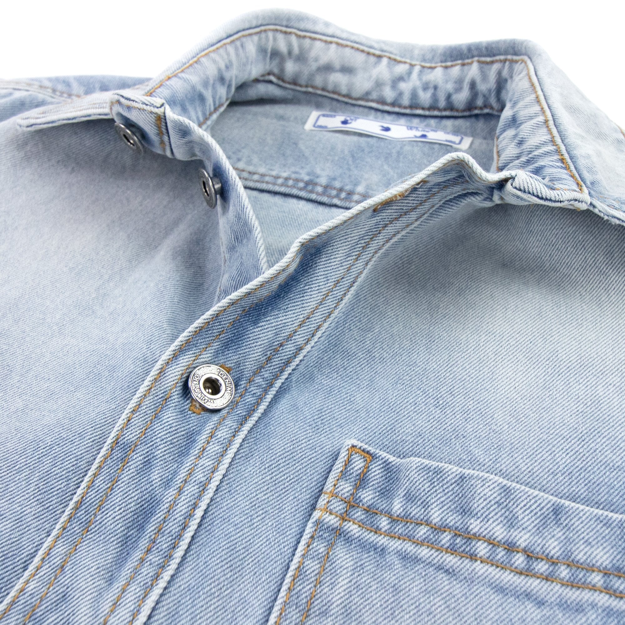Off White Negative Mark Denim Shirt Bleach Blue
