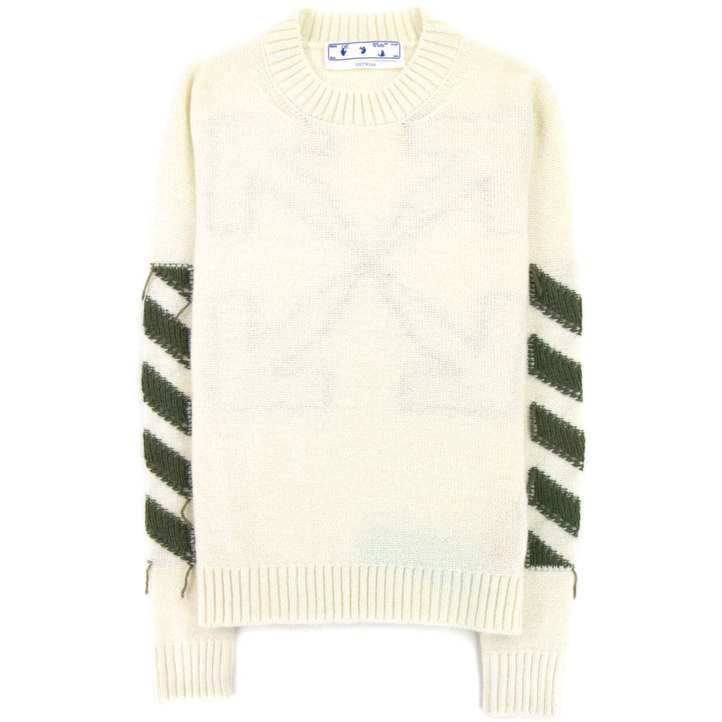 Off White Reverse Arrow Diag Knitted Sweatshirt Tofu/Green