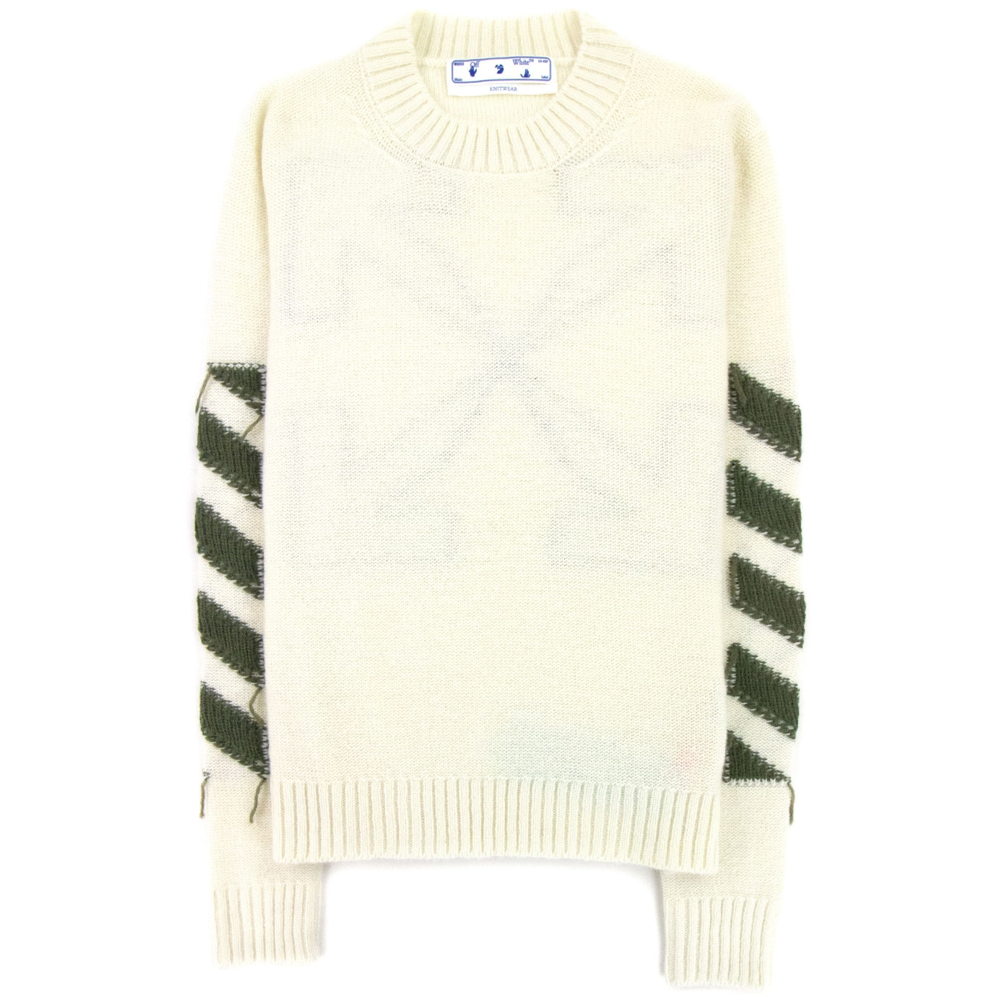 Off White Reverse Arrow Diag Knitted Sweatshirt Tofu/Green