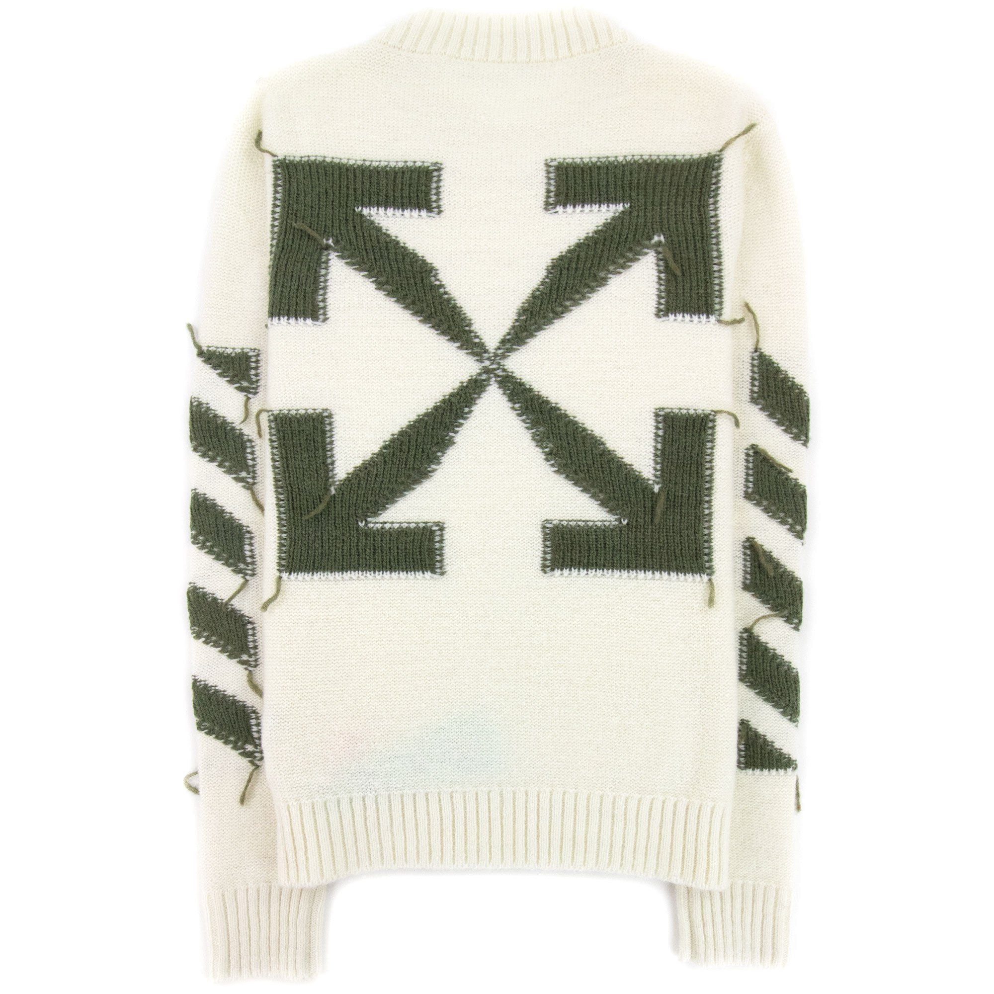 Off White Reverse Arrow Diag Knitted Sweatshirt Tofu/Green