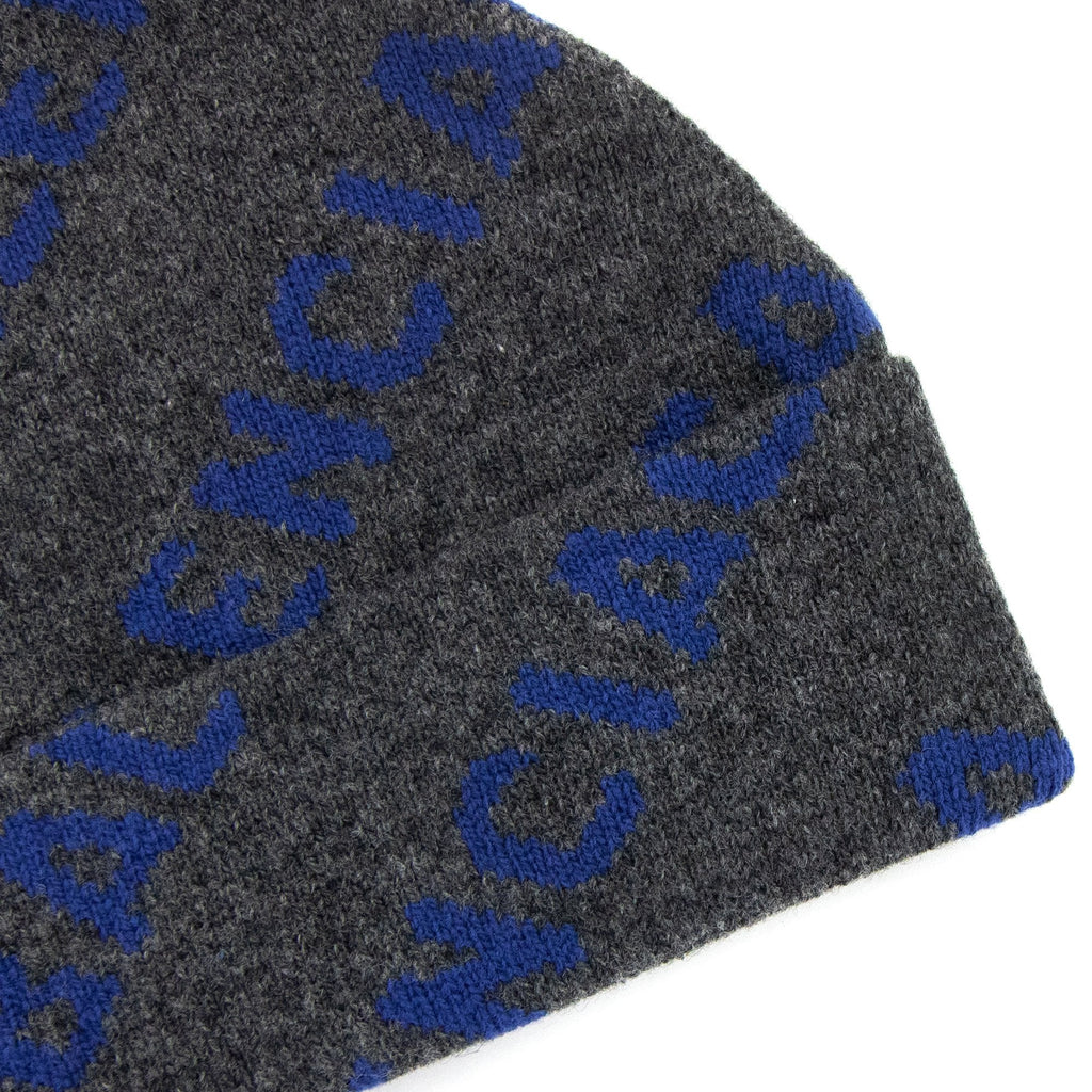 Balenciaga Logo All Over Beanie Dark Grey