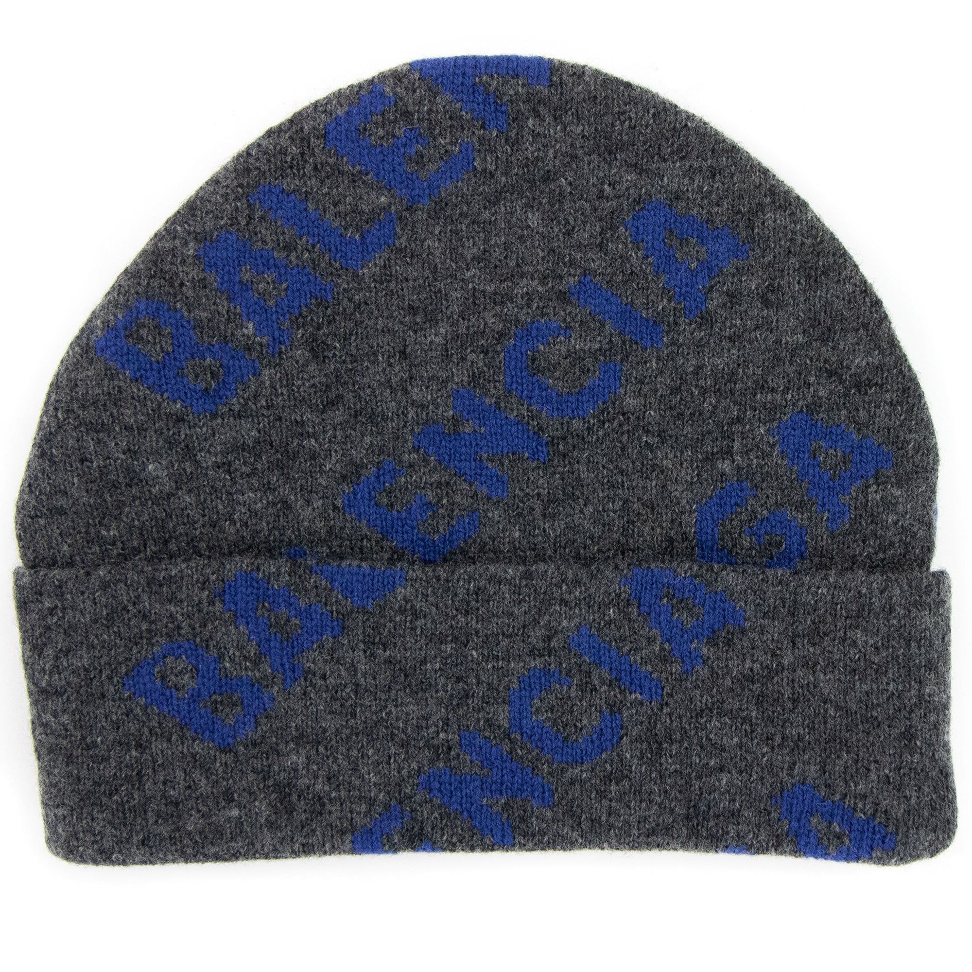Balenciaga Logo All Over Beanie Dark Grey