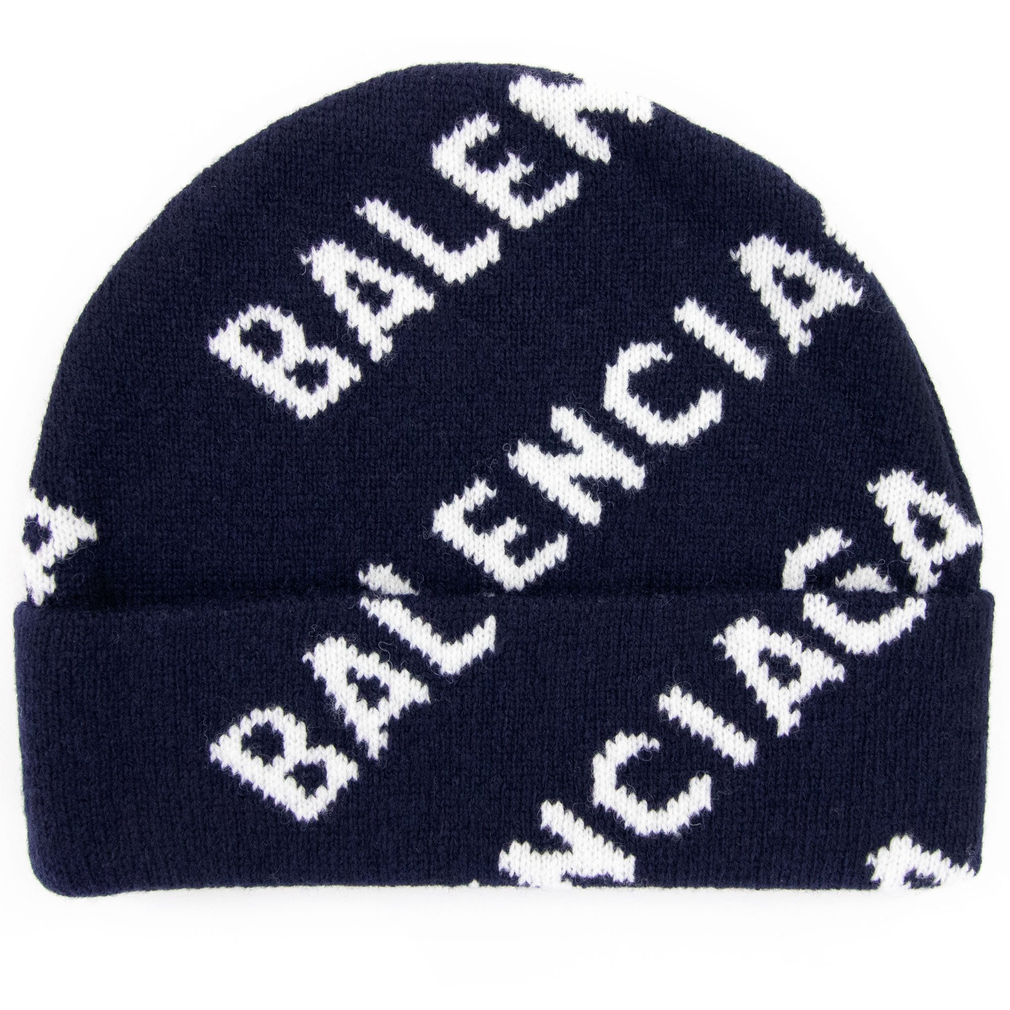 Balenciaga Logo All Over Beanie Navy