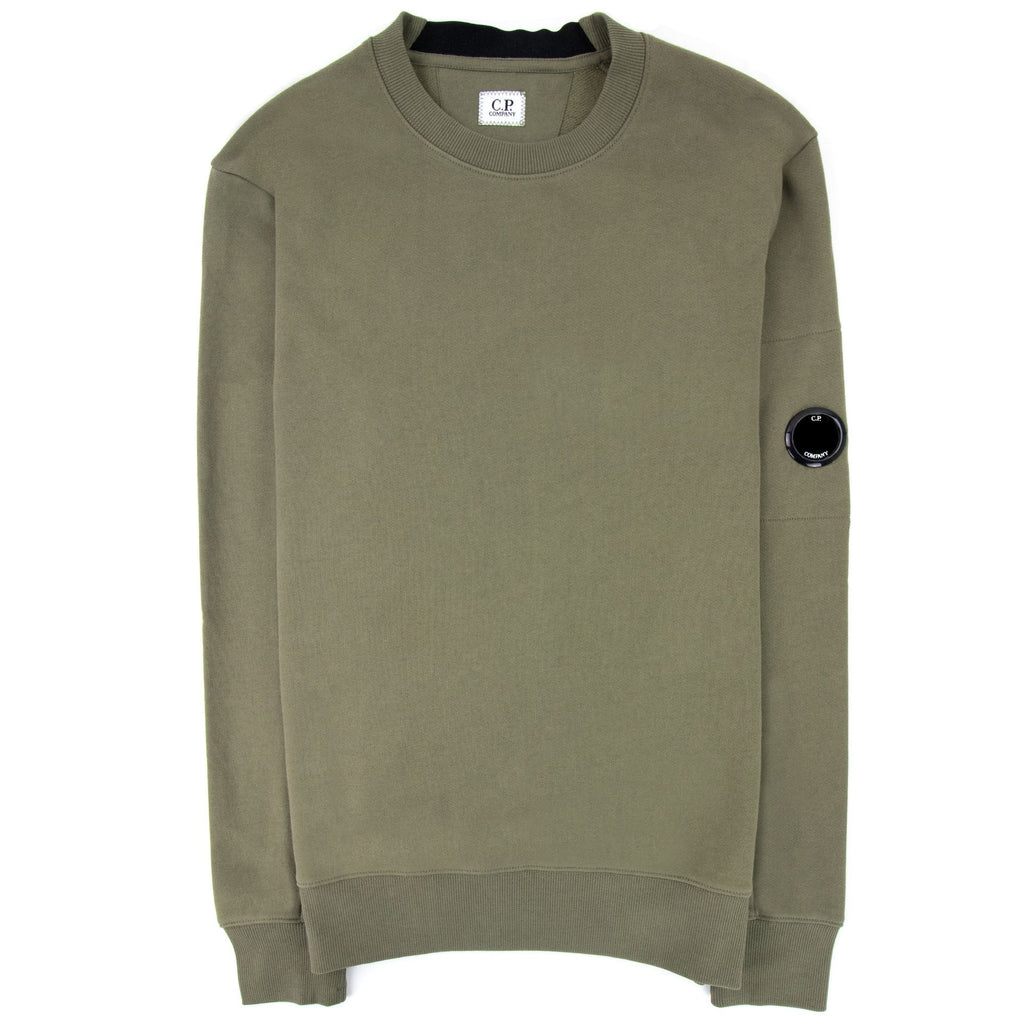 CP Company Diagonal Raised Fleece Lens Crew Sweatshirt Stone Gray 665