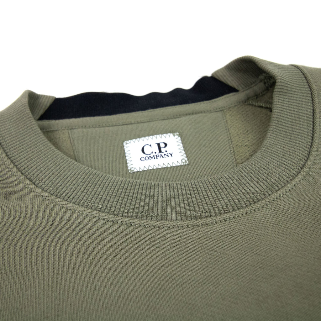 CP Company Diagonal Raised Fleece Lens Crew Sweatshirt Stone Gray 665