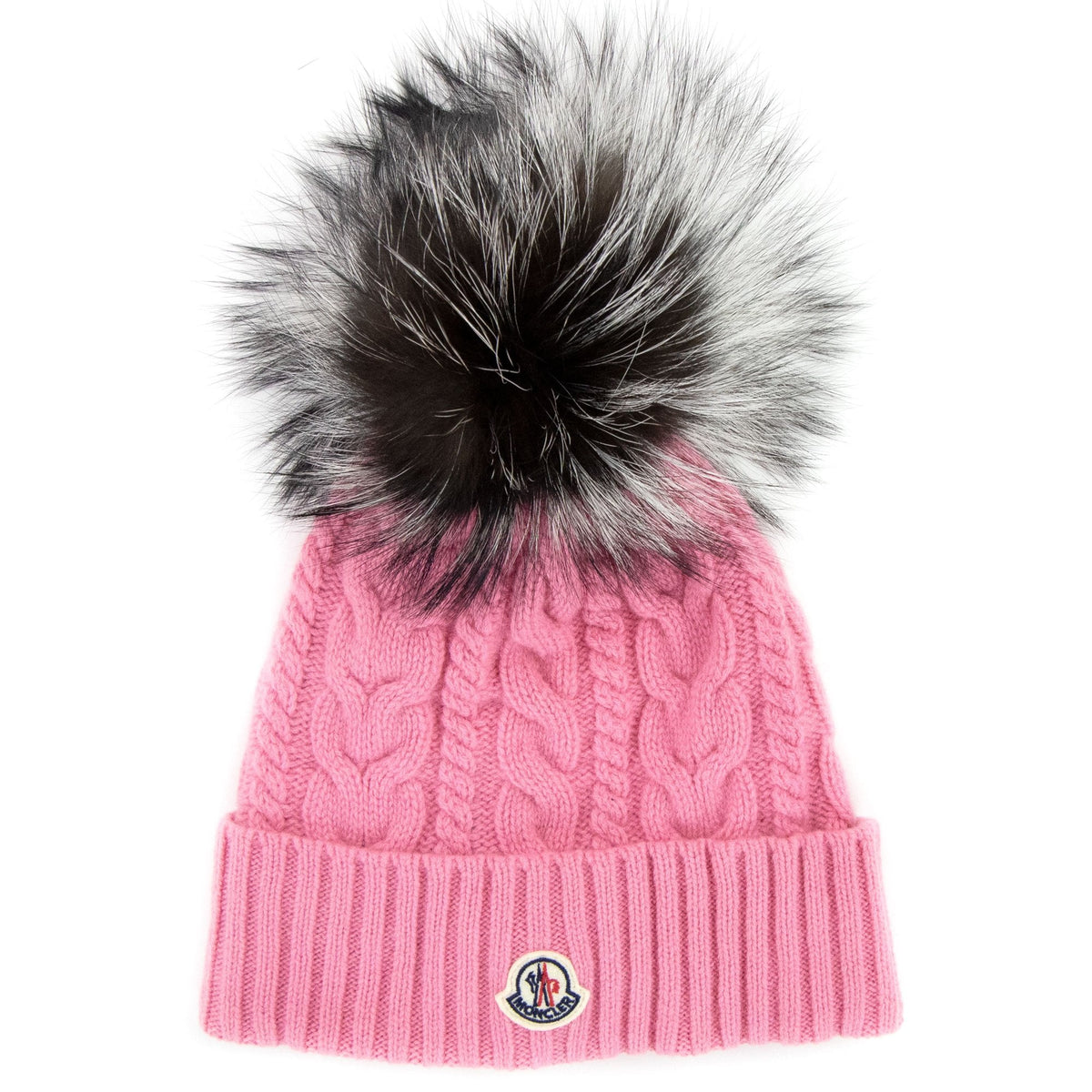 Moncler Pink Beanie with Pom Pom Moncler Mauve Knit Beanie with Fur Pom-Pom main image 2