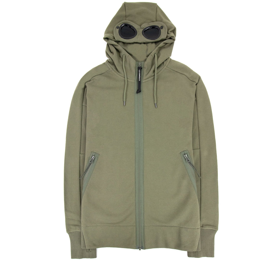 CP Company Diagonal Raised Fleece Full Zip Goggle Hoody Stone Gray 665