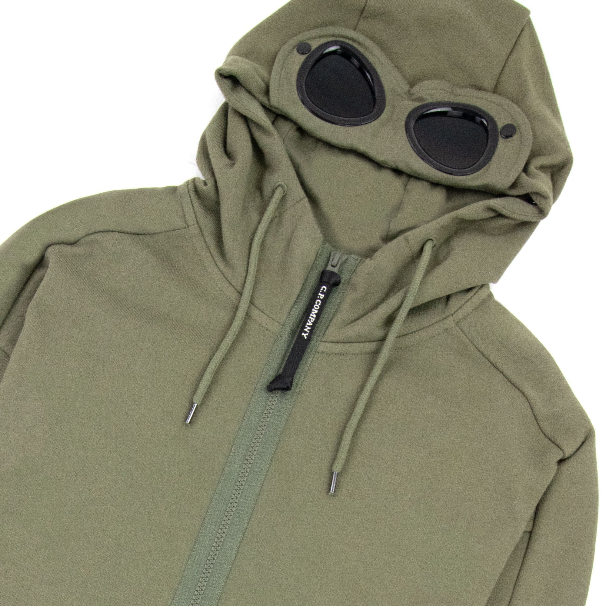 CP Company Diagonal Raised Fleece Full Zip Goggle Hoody Stone Gray 665