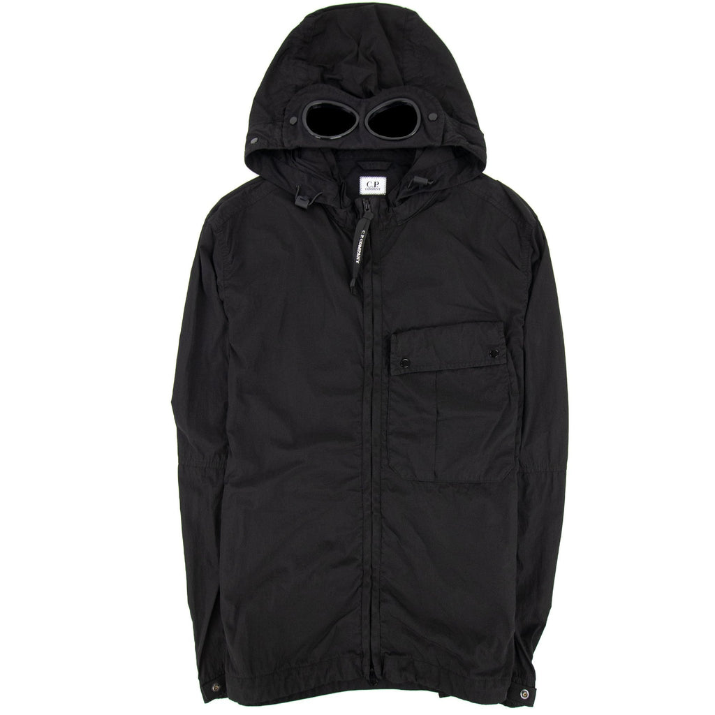 Cp Company Chrome-r Mixed Garment Dyed Goggle Overshirt Black 999