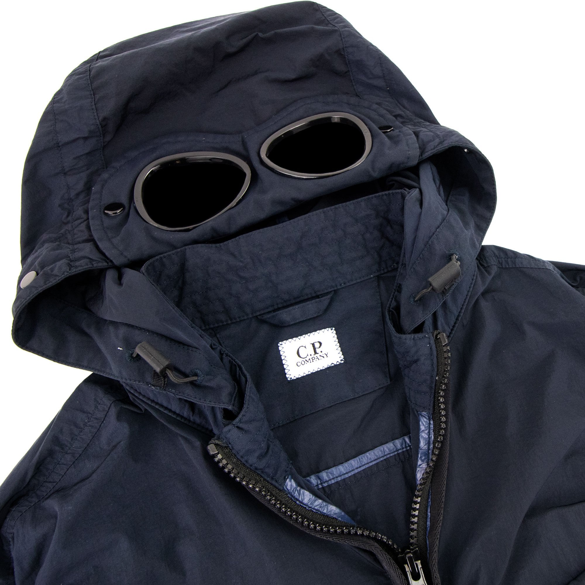 Cp Company Chrome-r Mixed Garment Dyed Goggle Overshirt Navy 888