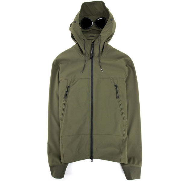 CP Company Soft Shell-r Medium Goggle Jacket Olive Green 683 | ONU