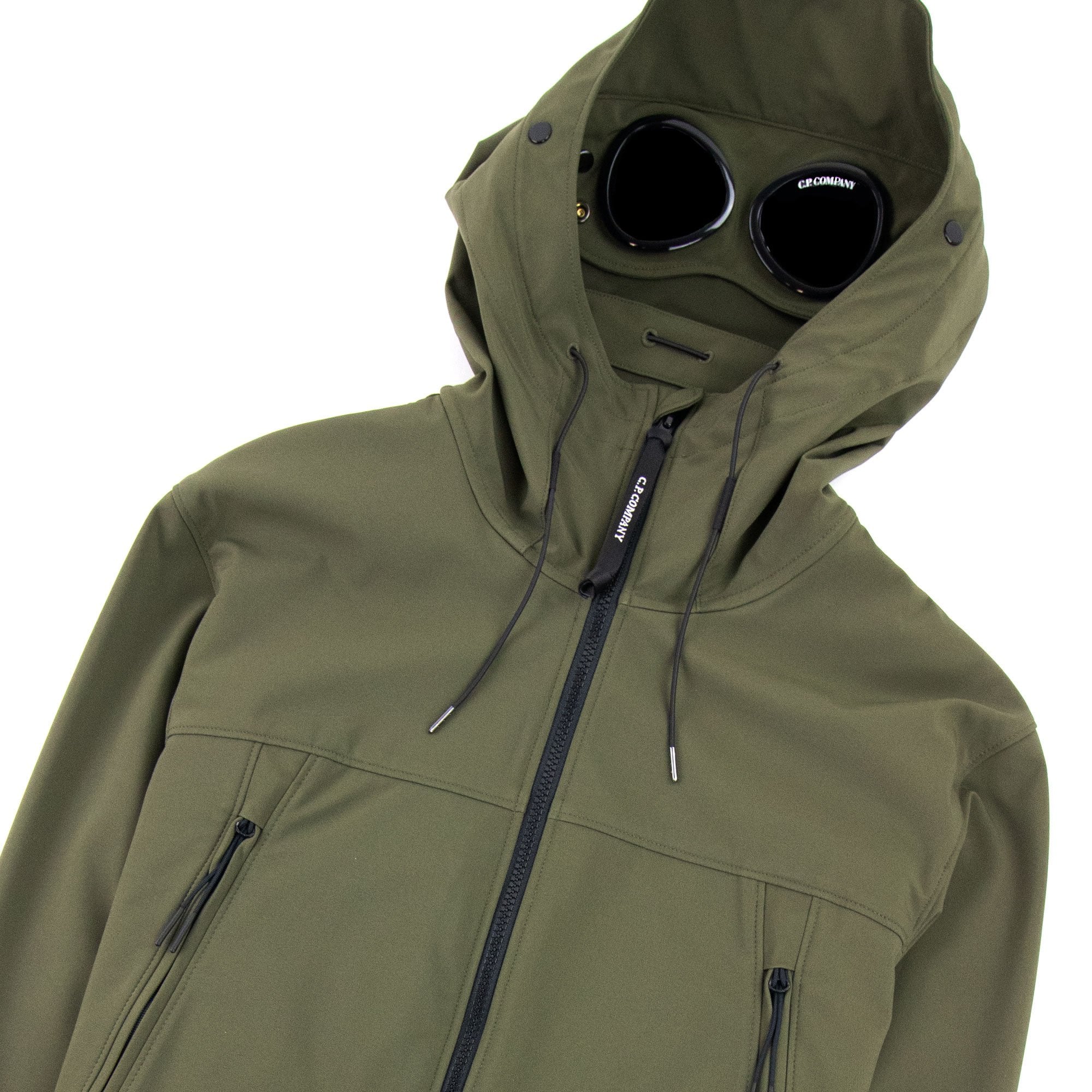 CP Company Soft Shell-r Medium Goggle Jacket Olive Green 683 | ONU