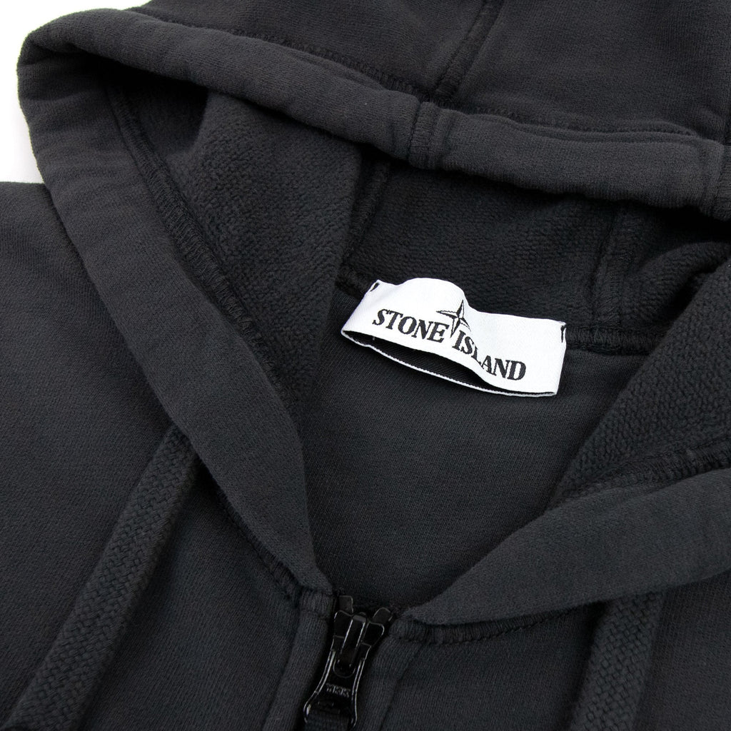 Stone Island Open Zip Up Hooded Sweatshirt Charcoal V0065