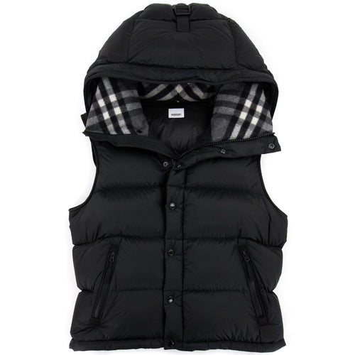 Burberry Detachable Sleeve Hooded Puffer Jacket Black