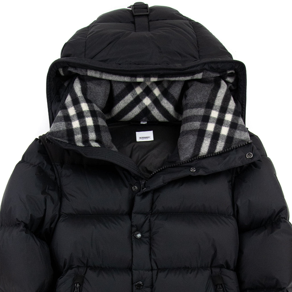 Burberry Detachable Sleeve Hooded Puffer Jacket Black