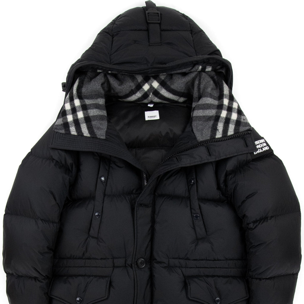 Burberry Logo Detail Hooded Puffer Coat Black