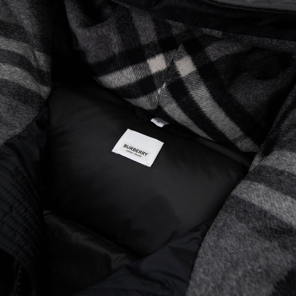 Burberry Logo Detail Hooded Puffer Coat Black