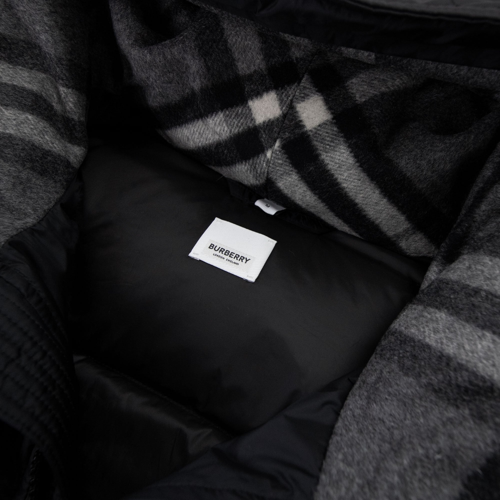 Burberry Logo Detail Hooded Puffer Coat Black
