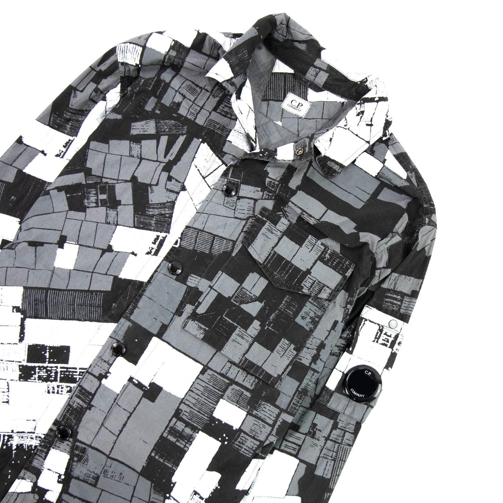 C.P. Company 7th Hvn 50 Fili Garment Dyed Mutated Camo Overshirt Gargoyle 938