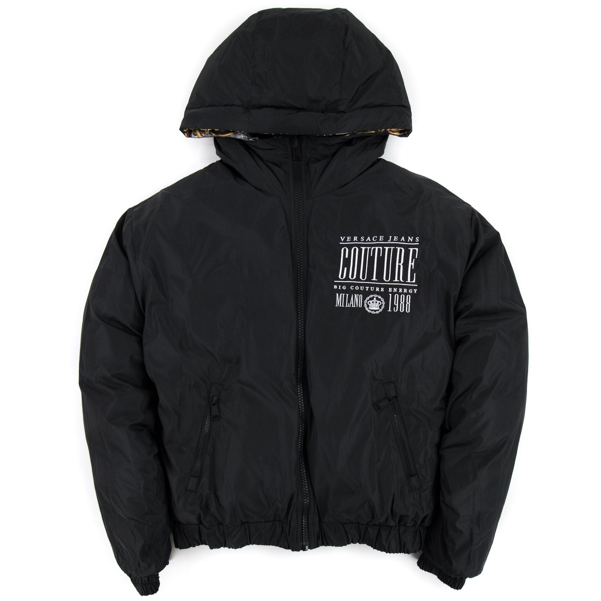 Versace Jeans Couture Baroque Reversible Padded Jacket Black