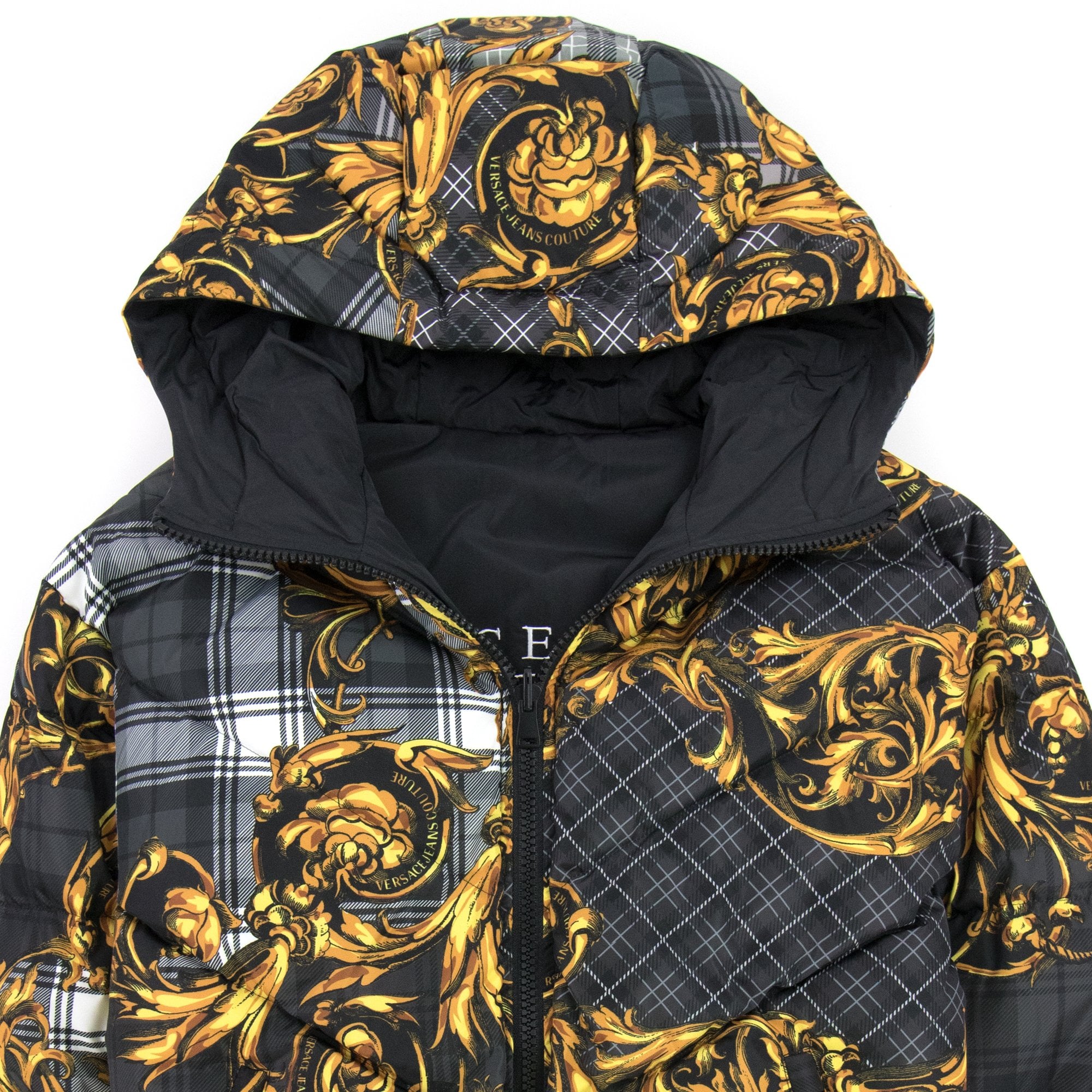 Versace Jeans Couture Baroque Reversible Padded Jacket Black | ONU