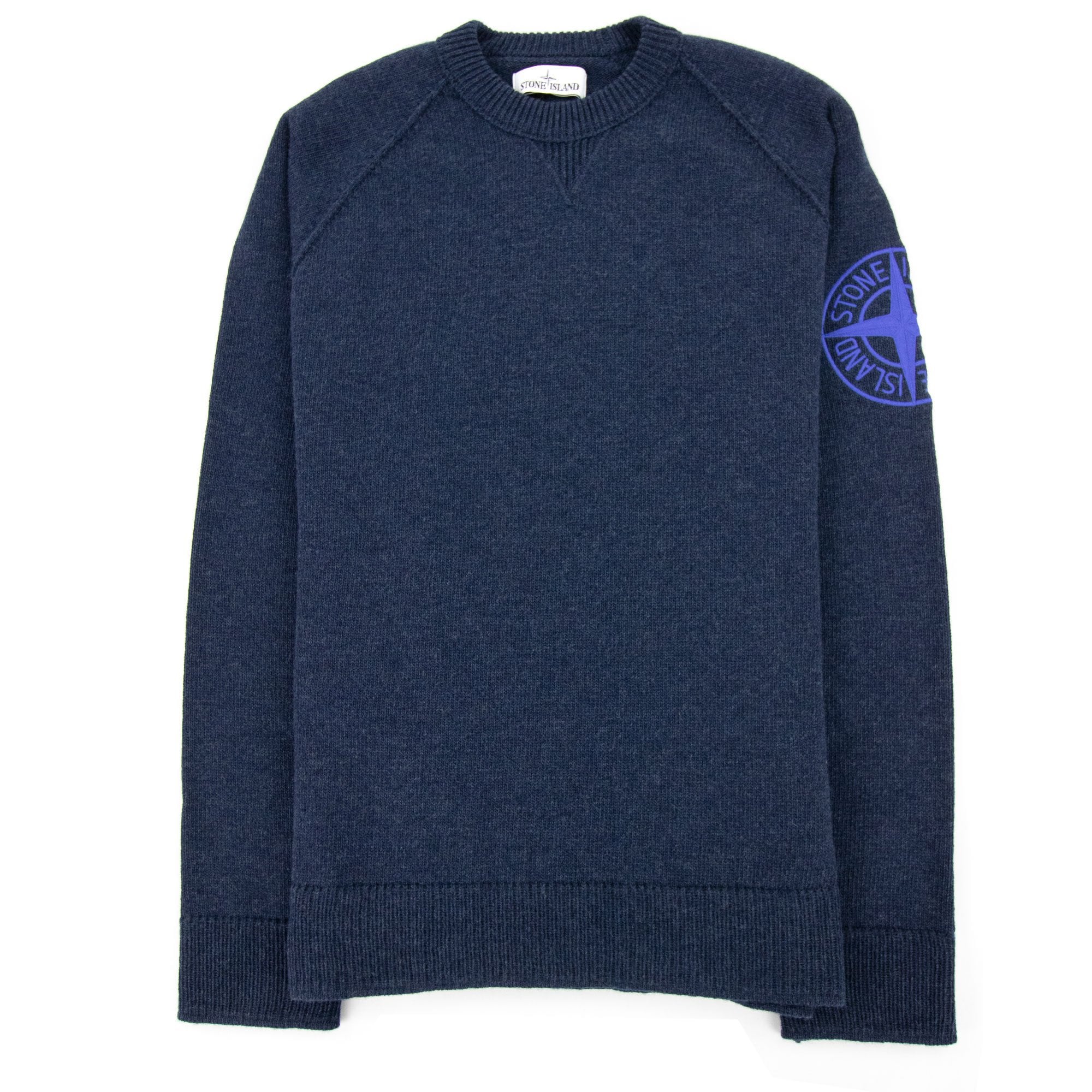 Stone Island Embroidered Logo Knitted Sweatshirt Navy V0020 | ONU